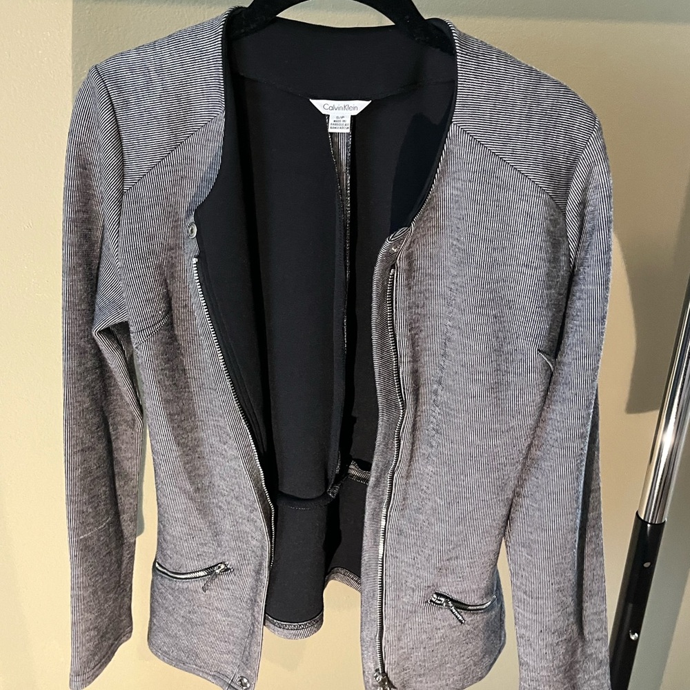 Calvin Klein Gray S Zip Up Blazer Jacket